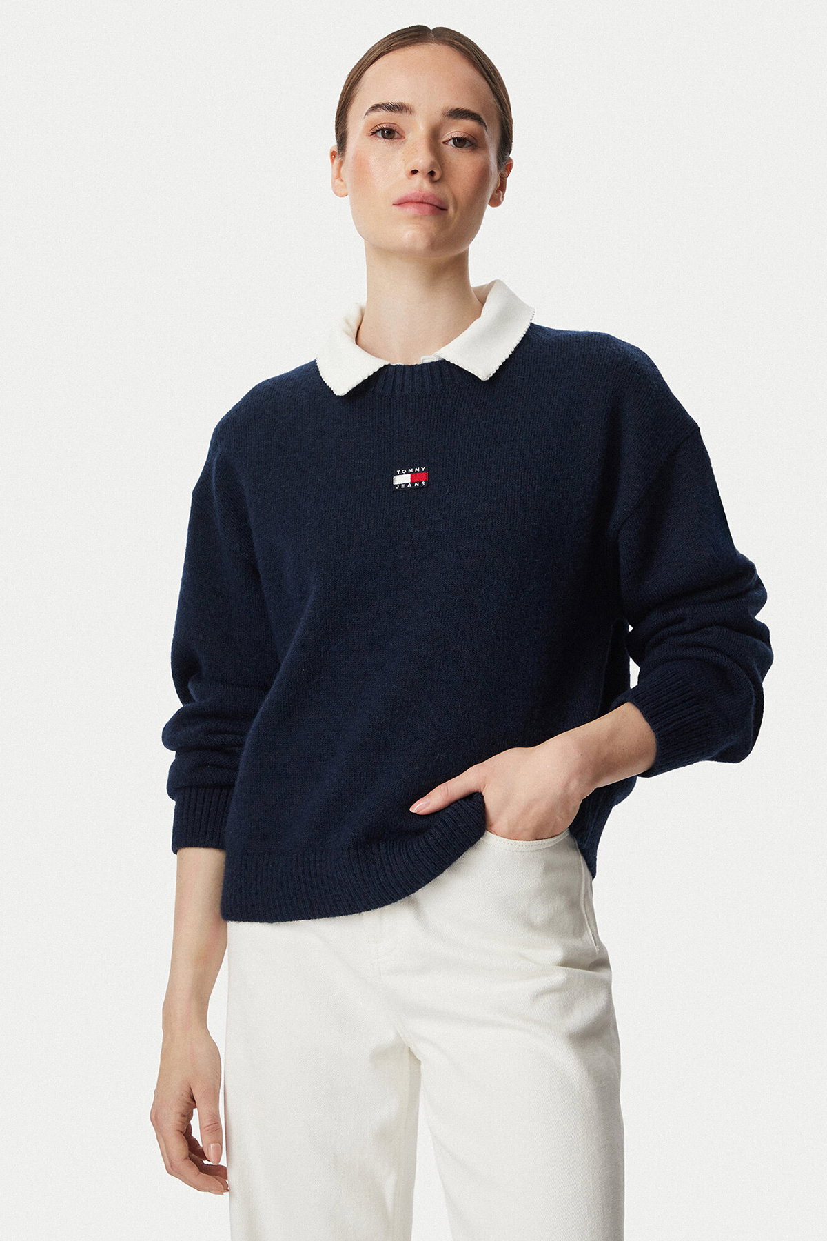 Tommy Hilfiger Kadın Bisiklet Yaka Kazak LACIVERT