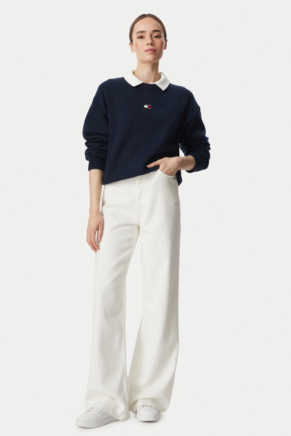 Tommy Hilfiger Kadın Bisiklet Yaka Kazak LACIVERT