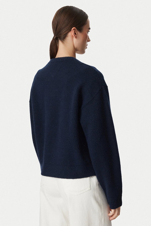 Tommy Hilfiger Kadın Bisiklet Yaka Kazak LACIVERT