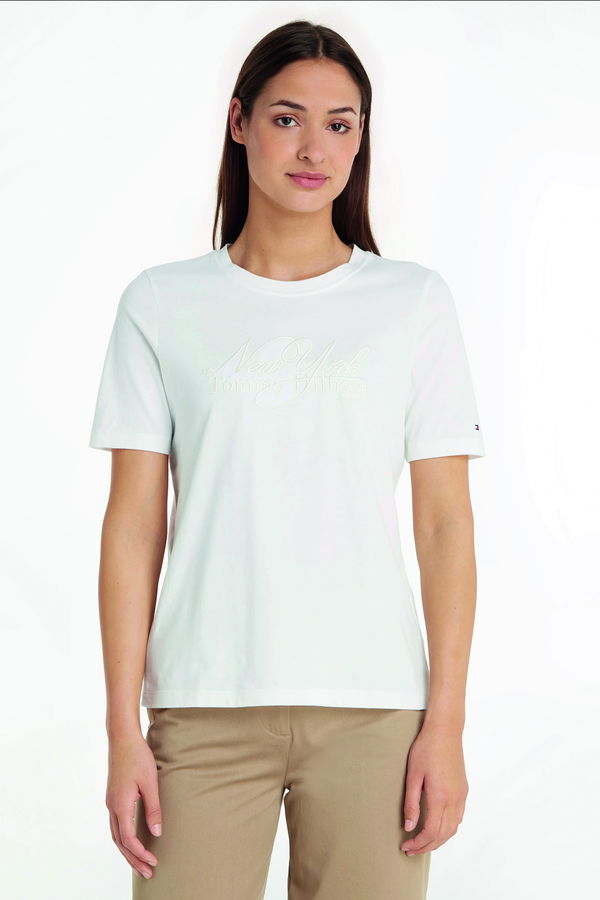 Tommy Hilfiger Kadın Bisiklet Yaka T-shirt Beyaz Tommy Hilfiger Kadın Bisiklet Yaka T-shirt Beyaz