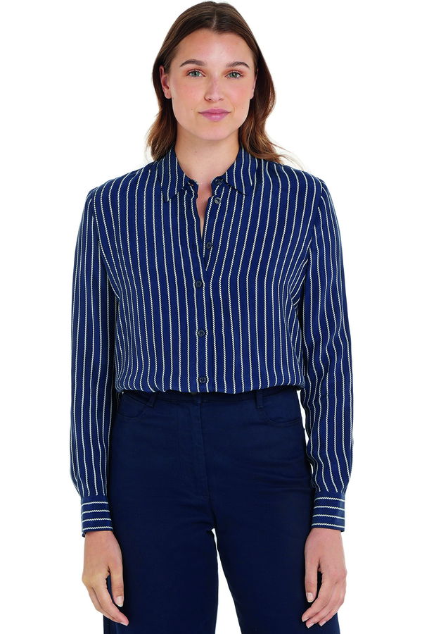 Tommy Hilfiger Kadın Çizgili Gömlek LACİVERT Tommy Hilfiger Kadın Çizgili Gömlek LACİVERT