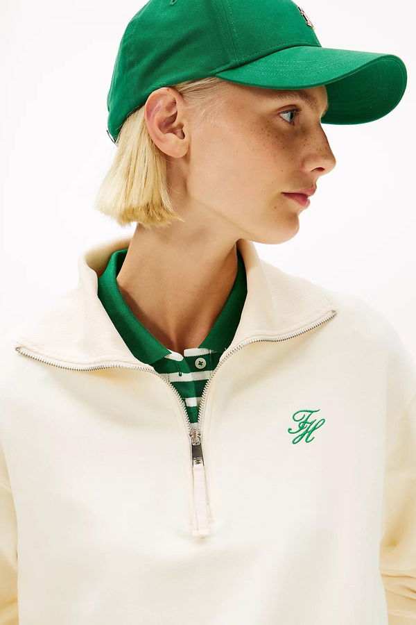 Tommy Hilfiger Kadın Yarım Fermuar Sweatshirt BEJ