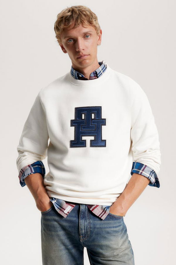 Tommy Hilfiger Marka Logolu Erkek Sweat BEYAZ