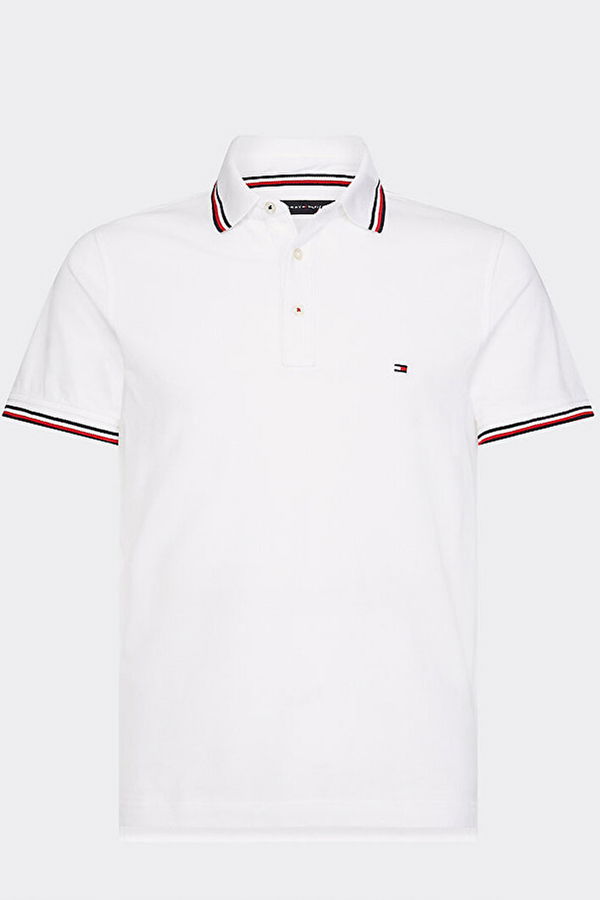 Tommy Hilfiger Polo Yaka Erkek T-shirt BEYAZ