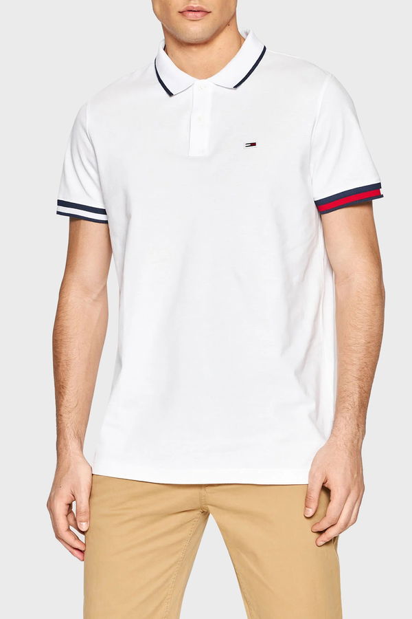 Tommy Hilfiger Polo Yaka Erkek T-shirt BEYAZ