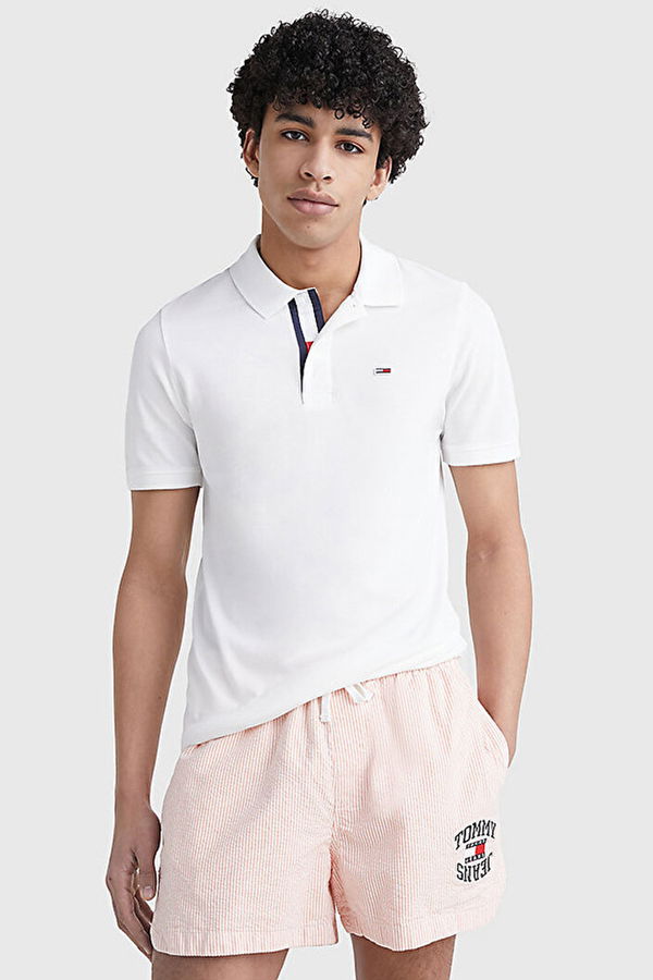 Tommy Hilfiger Polo Yaka Erkek T-shirt BEYAZ