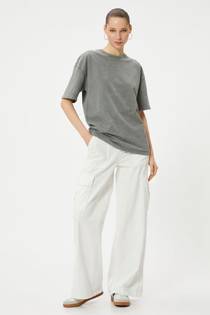 Koton Bisiklet Yaka Oversize T-shirt ANTRASİT Koton Bisiklet Yaka Oversize T-shirt ANTRASİT