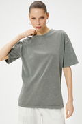 Koton Bisiklet Yaka Oversize T-shirt ANTRASİT