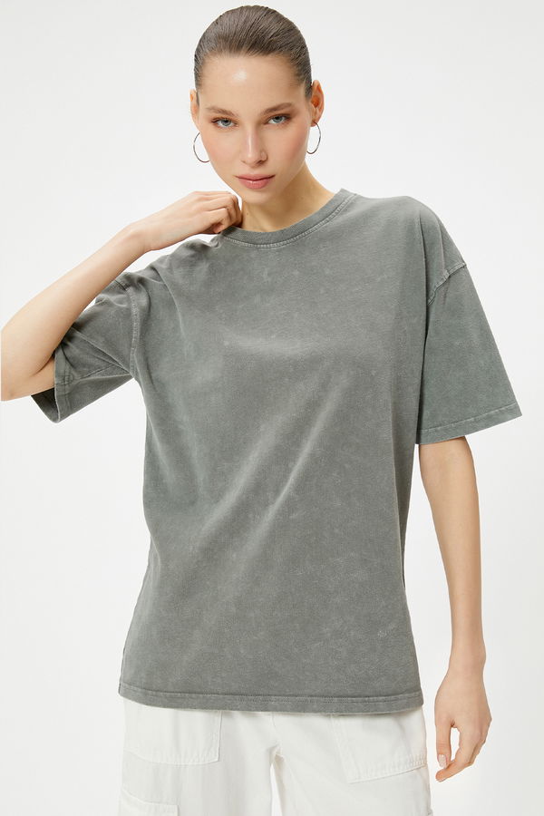 Koton Bisiklet Yaka Oversize T-shirt ANTRASİT