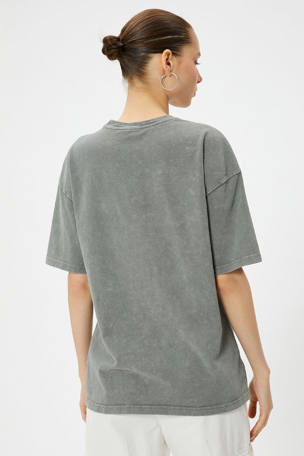 Koton Bisiklet Yaka Oversize T-shirt ANTRASİT