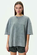 Koton Bisiklet Yaka Oversize T-shirt GRİ