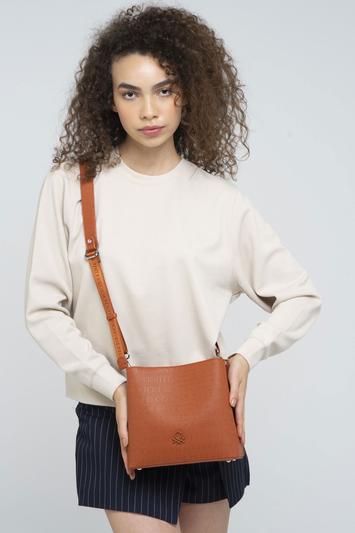 United Colors Of Benetton Kadın Çapraz Çanta Kremit