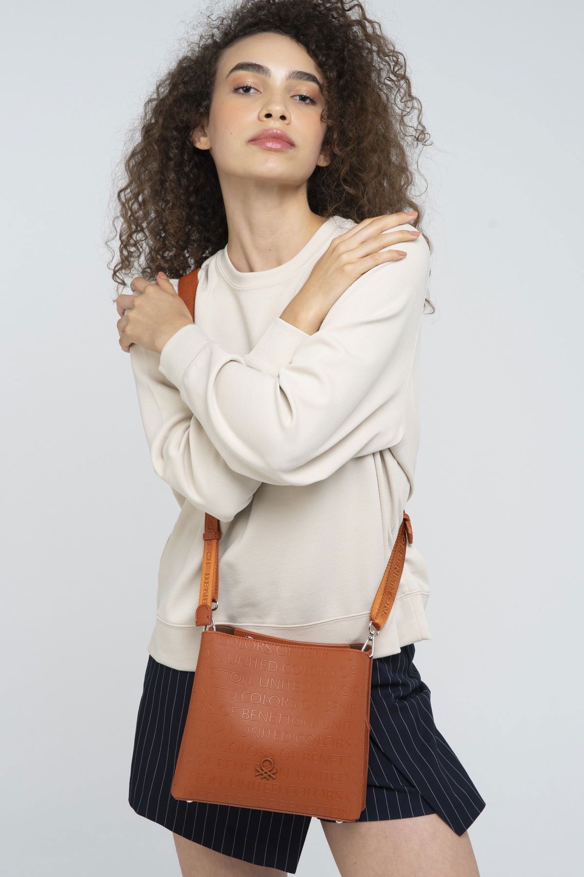 United Colors Of Benetton Kadın Çapraz Çanta Kremit