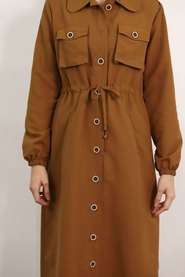 Bel Bağcıklı Düğmeli Trenchcoat CAMEL Bel Bağcıklı Düğmeli Trenchcoat CAMEL