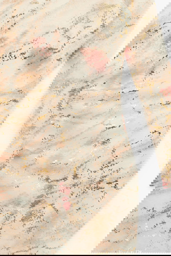 Koton Uzun Kollu Batik Desenli Varak Baskılı Parıltılı Bodycon Kalem Elbise PEMBE