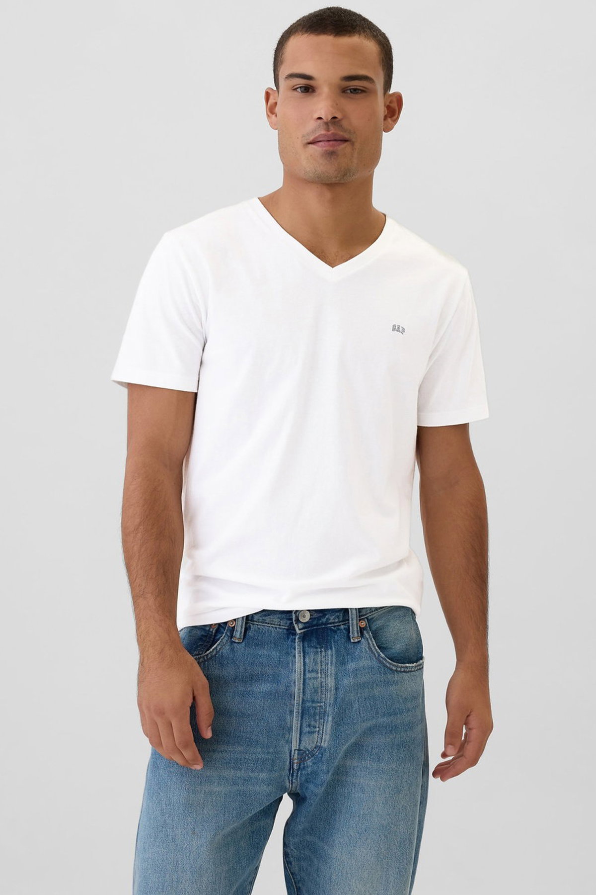 Gap V Yaka Erkek T-shirt Beyaz