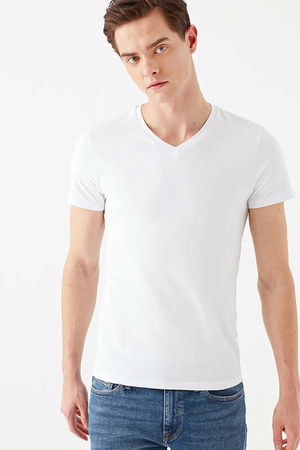 STRETCH V YAKA T-SHIRT BEYAZ BEYAZ STRETCH V YAKA T-SHIRT BEYAZ BEYAZ