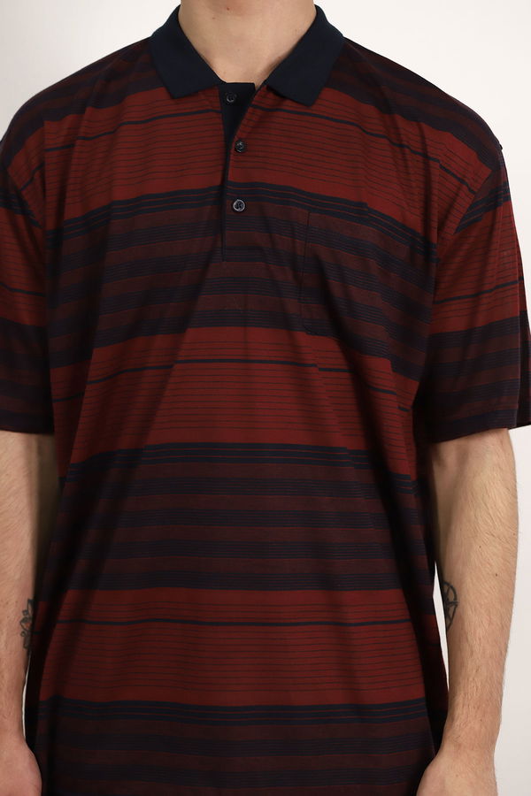Polo Yaka Çizgili T-shirt BORDO Polo Yaka Çizgili T-shirt BORDO