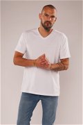 Gabria V Yaka T-shirt Beyaz