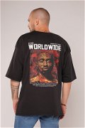 Gabria Worldwide Baskılı T-shirt SIYAH