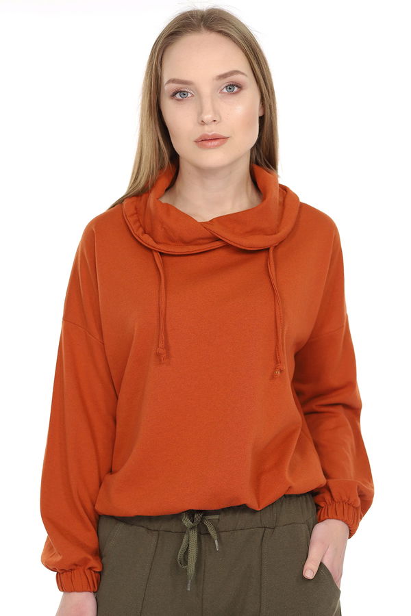 Yaka Bağcıklı Lastikli Sweat KREMİT Yaka Bağcıklı Lastikli Sweat KREMİT