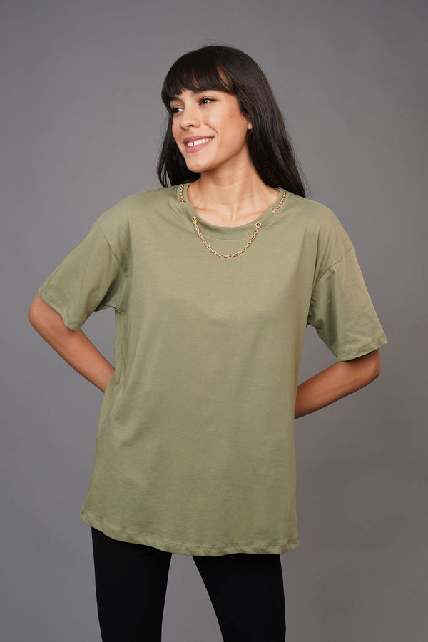 Yaka Zincirli T-shirt HAKI Yaka Zincirli T-shirt HAKI