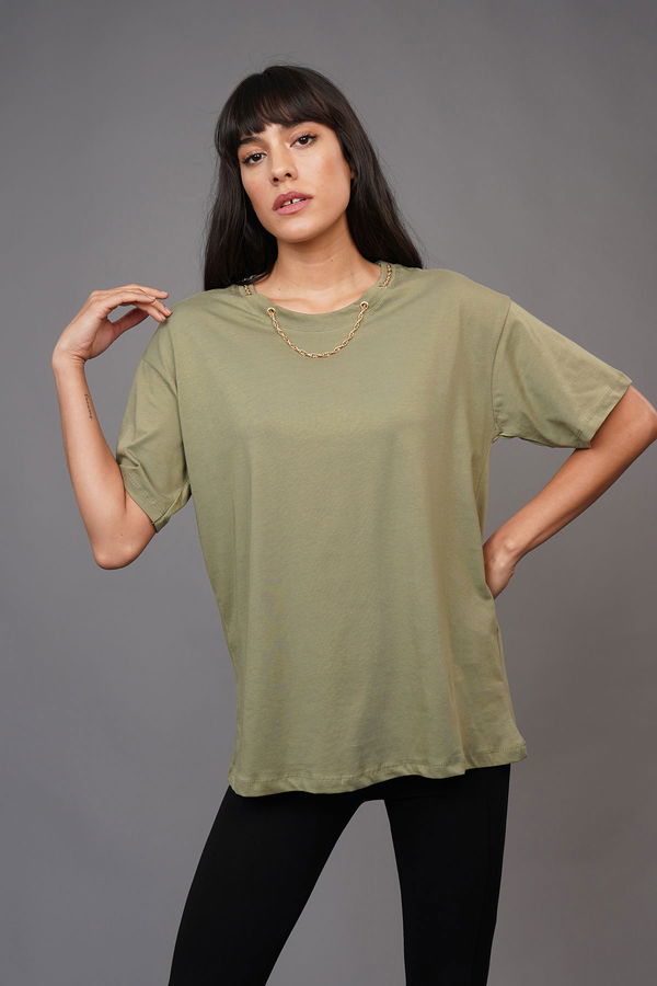 Yaka Zincirli T-shirt HAKI Yaka Zincirli T-shirt HAKI