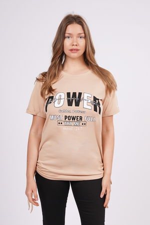 Gabria Yan Büzgülü Baskılı T-shirt Gabria Yan Büzgülü Baskılı T-shirt