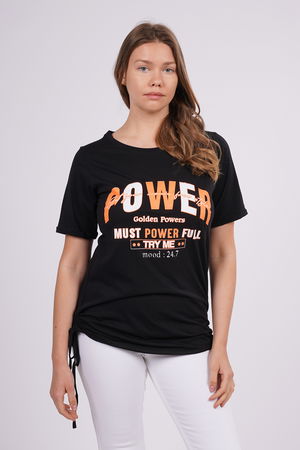 Gabria Yan Büzgülü Baskılı T-shirt Gabria Yan Büzgülü Baskılı T-shirt