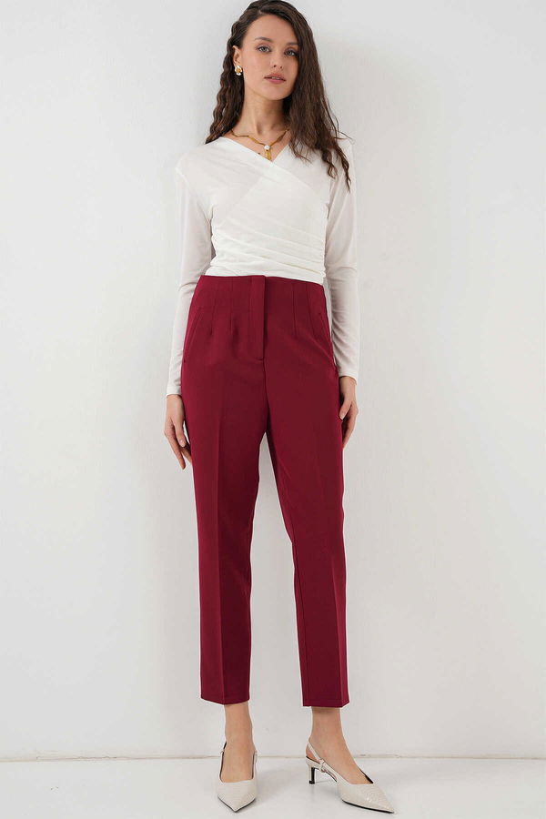 Gabria Yüksek Bel Kumaş Pantolon BORDO Gabria Yüksek Bel Kumaş Pantolon BORDO