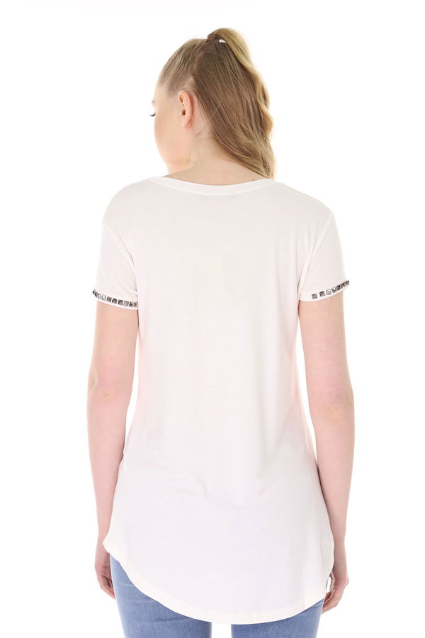 Zımbalı T-shirt Beyaz Zımbalı T-shirt Beyaz