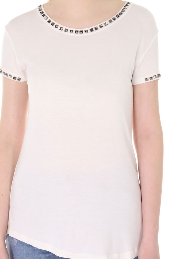 Zımbalı T-shirt Beyaz Zımbalı T-shirt Beyaz